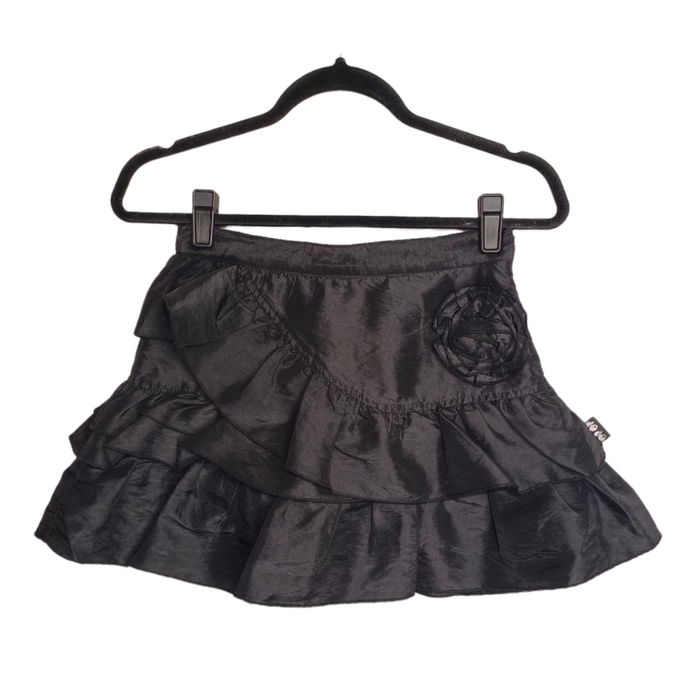 JOJO White Spellout Back Floral Black Ruffle Mini Skort (Girl's 12)